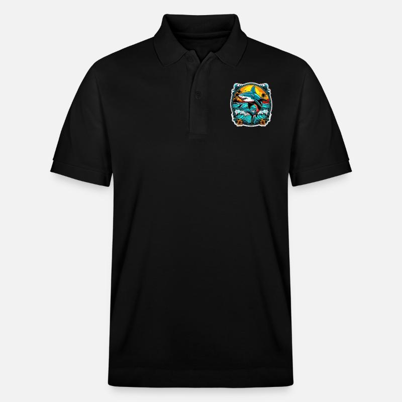 requin et coucher de soleil - Polo PREPSTER bio Stanley/Stella Unisexe - noir