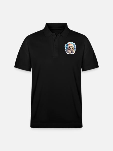 Christmas Sloth - Stanley/Stella Unisex Organic Polo Shirt PREPSTER - black