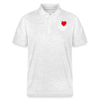 J’adore le thé à bulles - Polo PREPSTER bio Stanley/Stella Unisexe - blanc chiné - Devant - Roxy (174cm) & Andy (188cm)