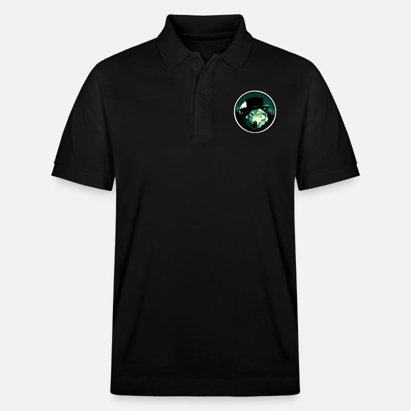 Wolf mit Hut - Stanley/Stella Unisex Bio-Poloshirt PREPSTER - Schwarz