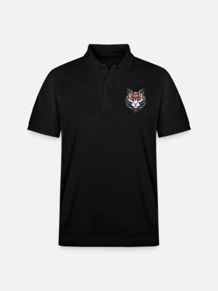 Cat Portrait Head - Stanley/Stella Unisex Organic Polo Shirt PREPSTER - black