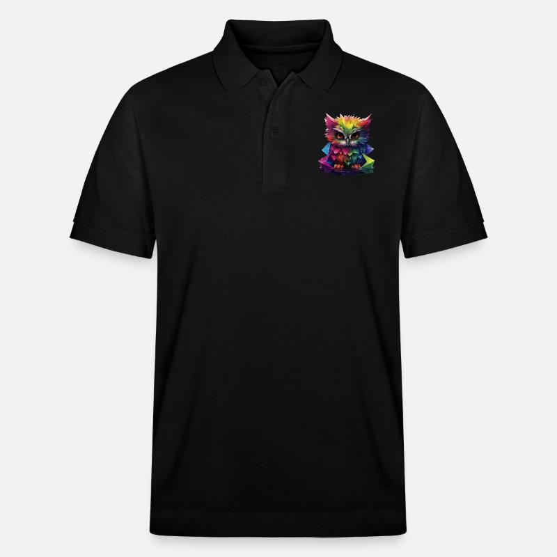 Regenbogen-Eule - Stanley/Stella Unisex Bio-Poloshirt PREPSTER - Schwarz