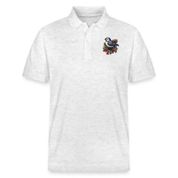 Meise im Winter - Stanley/Stella Unisex Bio-Poloshirt PREPSTER - Weiß meliert - Vorne - Roxy (174cm) & Andy (188cm)