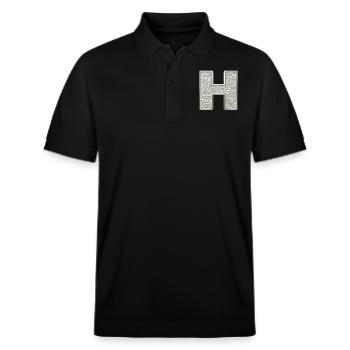 H, letter, letter H, initial, initial H, monogram, - Stanley/Stella Unisex Bio-Poloshirt PREPSTER - Schwarz - Vorne - Roxy (174cm) & Andy (188cm)
