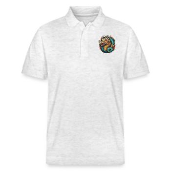 Asiatischer Drache - Japan - Chinesisch - Stanley/Stella Unisex Bio-Poloshirt PREPSTER - Weiß meliert - Vorne - Roxy (174cm) & Andy (188cm)