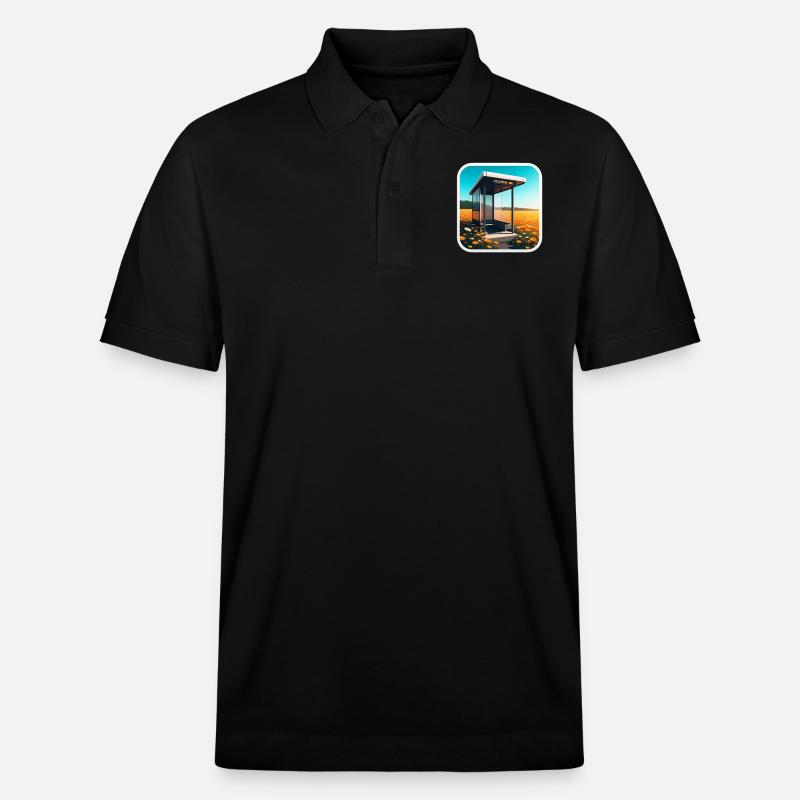 Bus stop in a field. - Stanley/Stella Unisex Bio-Poloshirt PREPSTER - Schwarz