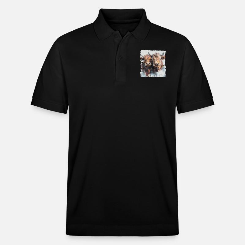 Zwei Jungbullen oder zwei Kühe? - Stanley/Stella Unisex Bio-Poloshirt PREPSTER - Schwarz
