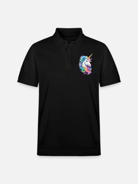 buntes Einhorn - Stanley/Stella Unisex Bio-Poloshirt PREPSTER - Schwarz