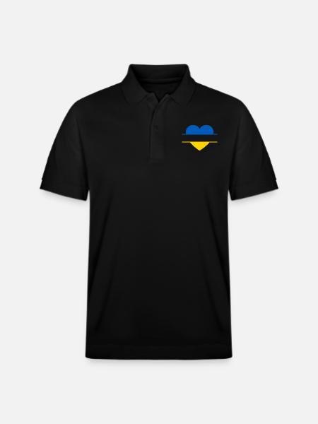 Ukraine Heart - Stanley/Stella Unisex Organic Polo Shirt PREPSTER - black