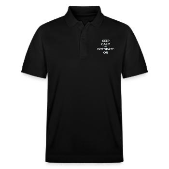 Keep Calm and Integrate on - Stanley/Stella Unisex Bio-Poloshirt PREPSTER - Schwarz - Vorne - Roxy (174cm) & Andy (188cm)