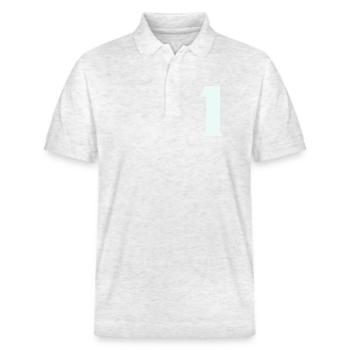1 - Stanley/Stella Unisex Organic Polo Shirt PREPSTER - heather white - Front - Roxy (174cm) & Andy (188cm)