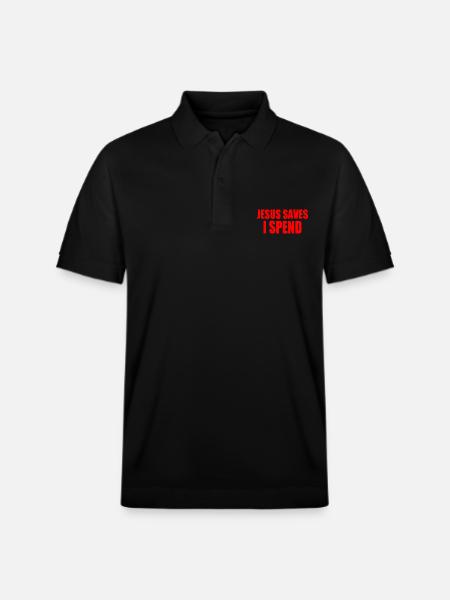 jesus saves i spend - Stanley/Stella Unisex Organic Polo Shirt PREPSTER - black