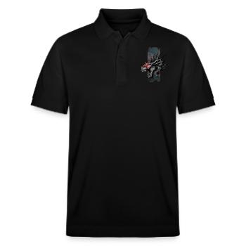 Infernos Brüllen: Drache mit roten Augen - Stanley/Stella Unisex Bio-Poloshirt PREPSTER - Schwarz - Vorne - Roxy (174cm) & Andy (188cm)