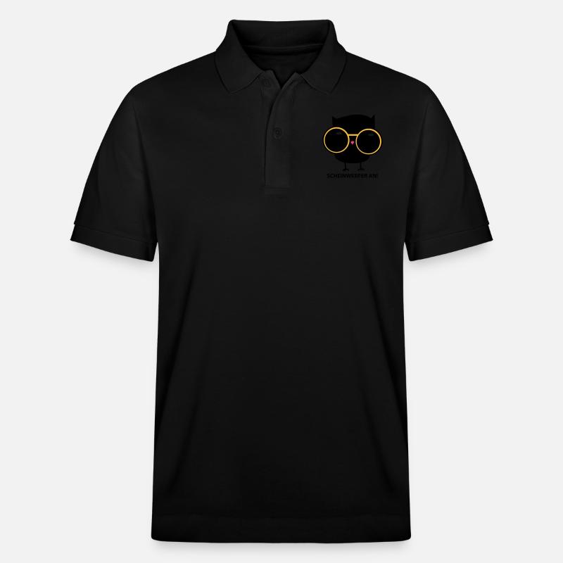 Eule mit Brille (b) - Stanley/Stella Unisex Bio-Poloshirt PREPSTER - Schwarz