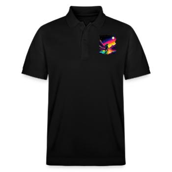 Outer Space Art Aquarell tropfender Raumfahrer - Stanley/Stella Unisex Bio-Poloshirt PREPSTER - Schwarz - Vorne - Roxy (174cm) & Andy (188cm)