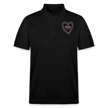 Follow Your Heart, Cute Heart Art Design - Stanley/Stella Unisex Organic Polo Shirt PREPSTER - black - Front - Roxy (174cm) & Andy (188cm)