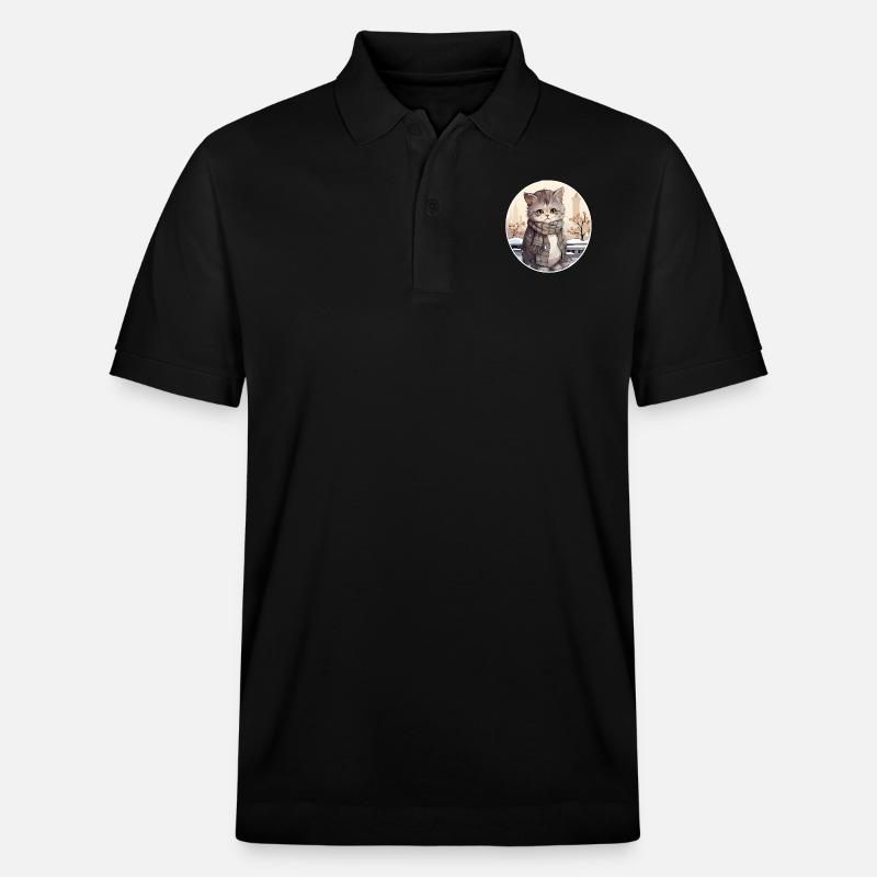 Stadtkatze im Schnee - Stanley/Stella Unisex Bio-Poloshirt PREPSTER - Schwarz