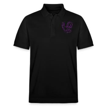 Amour - Liebesrose - Stanley/Stella Unisex Bio-Poloshirt PREPSTER - Schwarz - Vorne - Roxy (174cm) & Andy (188cm)