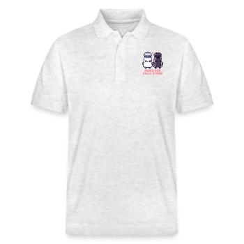 Salz und Pfeffer - Stanley/Stella Unisex Bio-Poloshirt PREPSTER - Weiß meliert - Vorne - Roxy (174cm) & Andy (188cm)