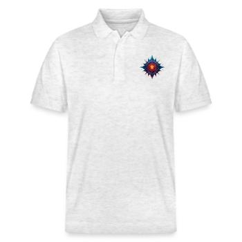 Bunte Blume oder Stern - Stanley/Stella Unisex Bio-Poloshirt PREPSTER - Weiß meliert - Vorne - Roxy (174cm) & Andy (188cm)
