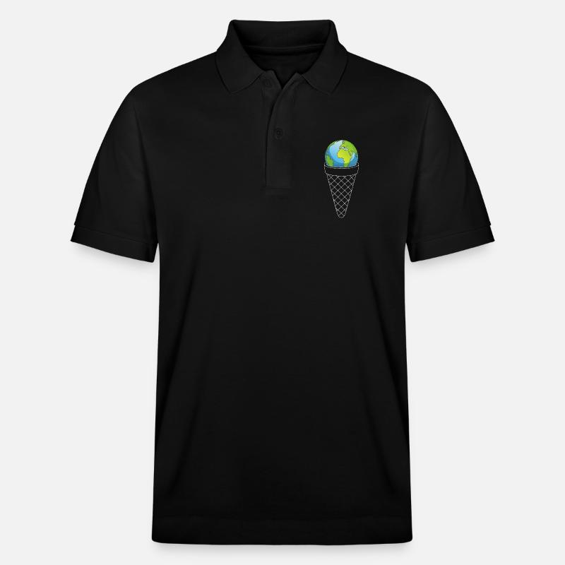 Planet Erde und Eiscreme - Stanley/Stella Unisex Bio-Poloshirt PREPSTER - Schwarz