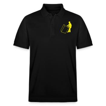 Mann Paket Box schleppen Geschenk Idee liefern - Stanley/Stella Unisex Bio-Poloshirt PREPSTER - Schwarz - Vorne - Roxy (174cm) & Andy (188cm)