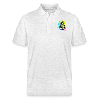 BMX - Fahrrad - Stanley/Stella Unisex Bio-Poloshirt PREPSTER - Weiß meliert - Vorne - Roxy (174cm) & Andy (188cm)