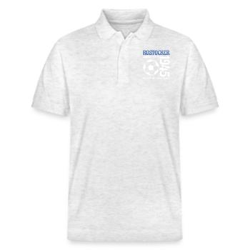 Rostocker Geburtstag 1945 Fußball Geschenk - Stanley/Stella Unisex Bio-Poloshirt PREPSTER - Weiß meliert - Vorne - Roxy (174cm) & Andy (188cm)