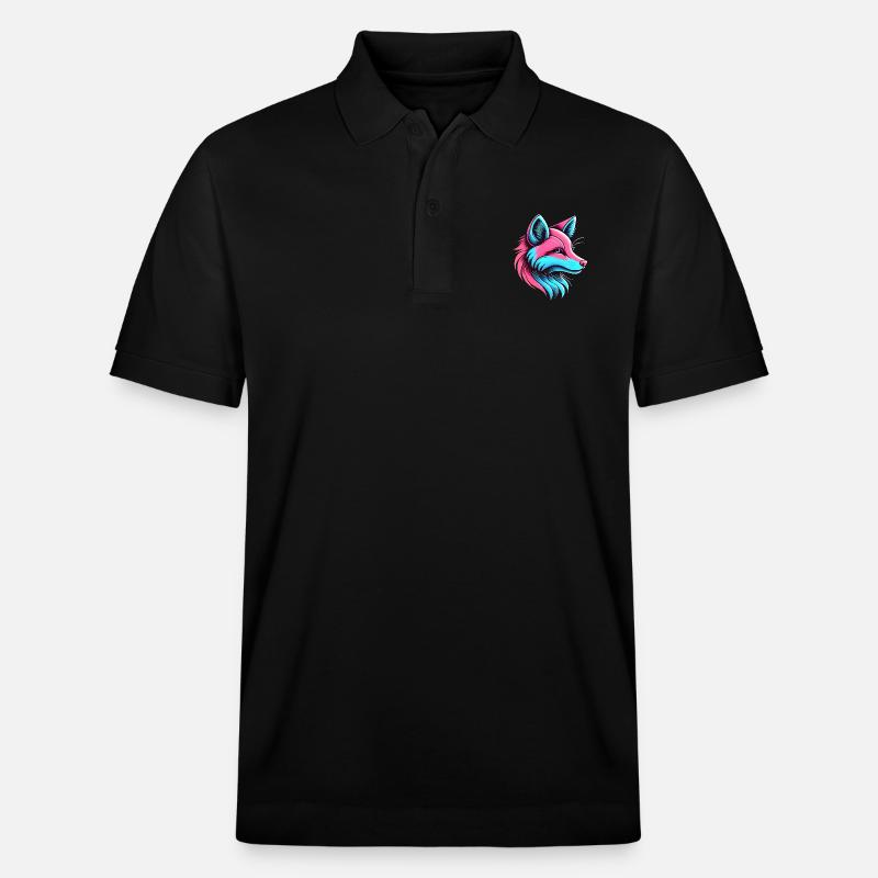 Neon Fox Glow Design artistique - Polo PREPSTER bio Stanley/Stella Unisexe - noir