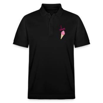 I scream Icecream Eiscreme Eis Fan coole Sprüche - Stanley/Stella Unisex Organic Polo Shirt PREPSTER - black - Front - Roxy (174cm) & Andy (188cm)