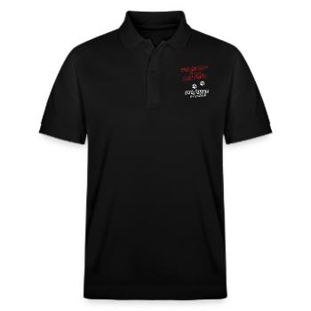 Vorsicht vor dem Frauchen - Stanley/Stella Unisex Bio-Poloshirt PREPSTER - Schwarz - Vorne - Roxy (174cm) & Andy (188cm)