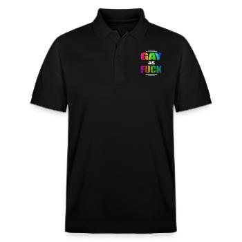 Gay As Fuck Gay AF LGBT LBGTQ Gay Pride Homo Ehe - Stanley/Stella Unisex Bio-Poloshirt PREPSTER - Schwarz - Vorne - Roxy (174cm) & Andy (188cm)
