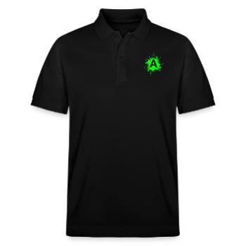 Team A Buchstabe A Anfangsbuchtabe - Stanley/Stella Unisex Bio-Poloshirt PREPSTER - Schwarz - Vorne - Roxy (174cm) & Andy (188cm)