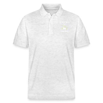 Je M'en Bats Les Couches - Polo PREPSTER bio Stanley/Stella Unisexe - blanc chiné - Devant - Roxy (174cm) & Andy (188cm)