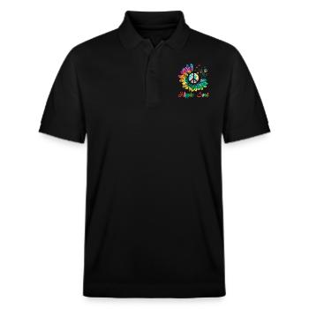 Hippie Soul Sunflower Peace - Stanley/Stella Unisex Organic Polo Shirt PREPSTER - black - Front - Roxy (174cm) & Andy (188cm)