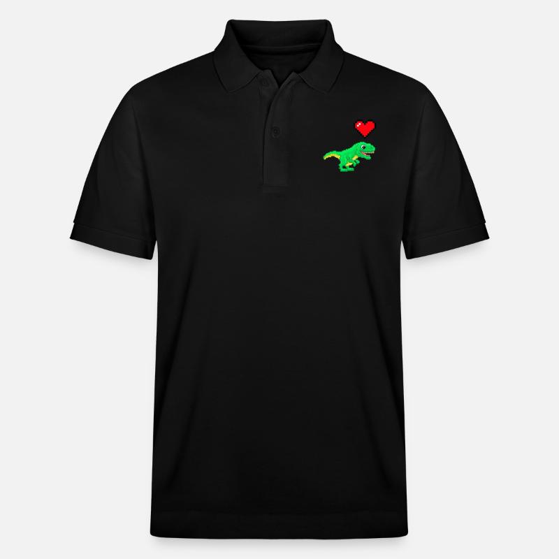 Pixel Love Dinosaurier - Stanley/Stella Unisex Bio-Poloshirt PREPSTER - Schwarz