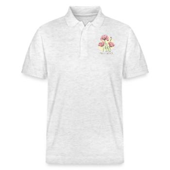Dessin botanique de sable de coquelicot - Polo PREPSTER bio Stanley/Stella Unisexe - blanc chiné - Devant - Roxy (174cm) & Andy (188cm)