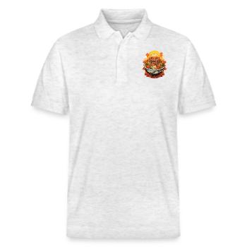 Ramen Monster - Stanley/Stella Unisex Organic Polo Shirt PREPSTER - heather white - Front - Roxy (174cm) & Andy (188cm)