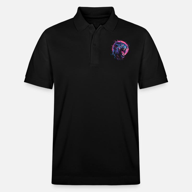 Synthwave Tiger - Stanley/Stella Unisex Bio-Poloshirt PREPSTER - Schwarz
