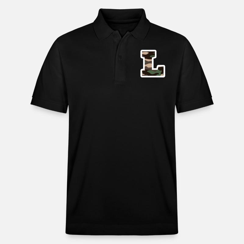 Buchstabe L Militärtarnung - Geschenkidee - Stanley/Stella Unisex Bio-Poloshirt PREPSTER - Schwarz