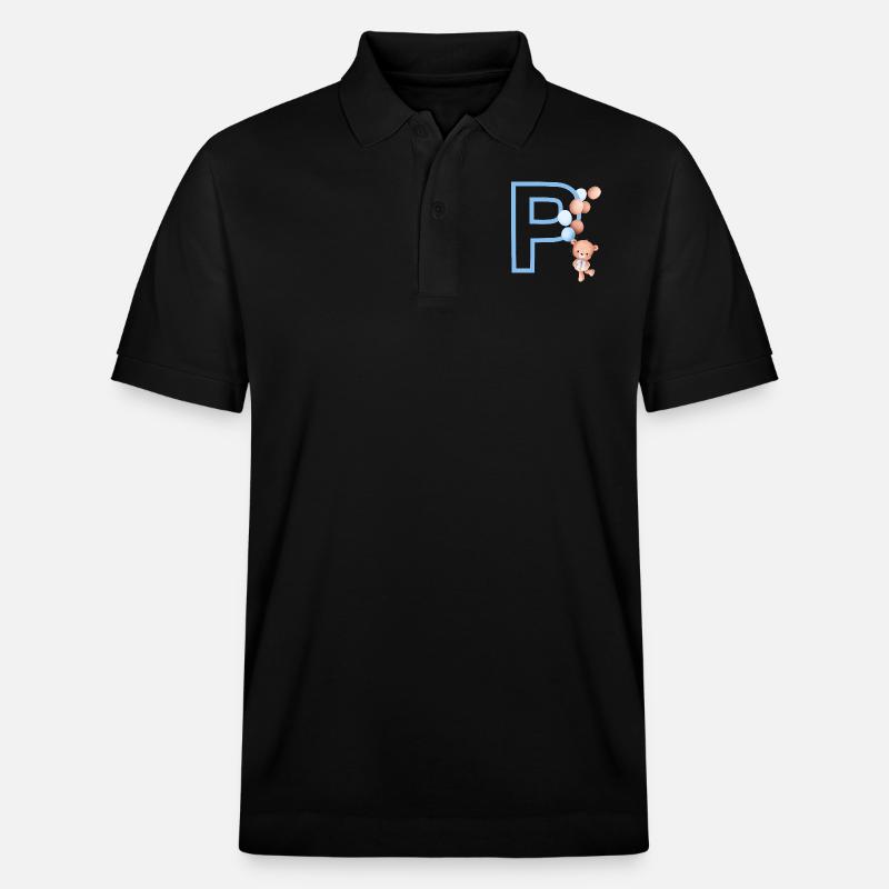 Blauer Buchstabe P Bär - Stanley/Stella Unisex Bio-Poloshirt PREPSTER - Schwarz