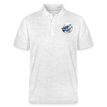 Protège la vie marine Rorqual bleu sur la roue chromatique - Polo PREPSTER bio Stanley/Stella Unisexe - blanc chiné - Devant - Roxy (174cm) & Andy (188cm)