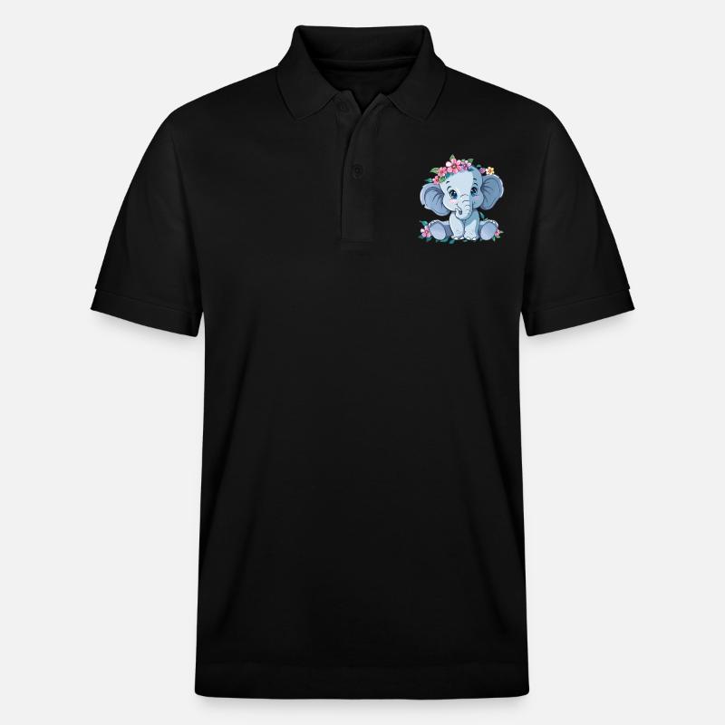 Bébé fleur éléphant - Polo PREPSTER bio Stanley/Stella Unisexe - noir