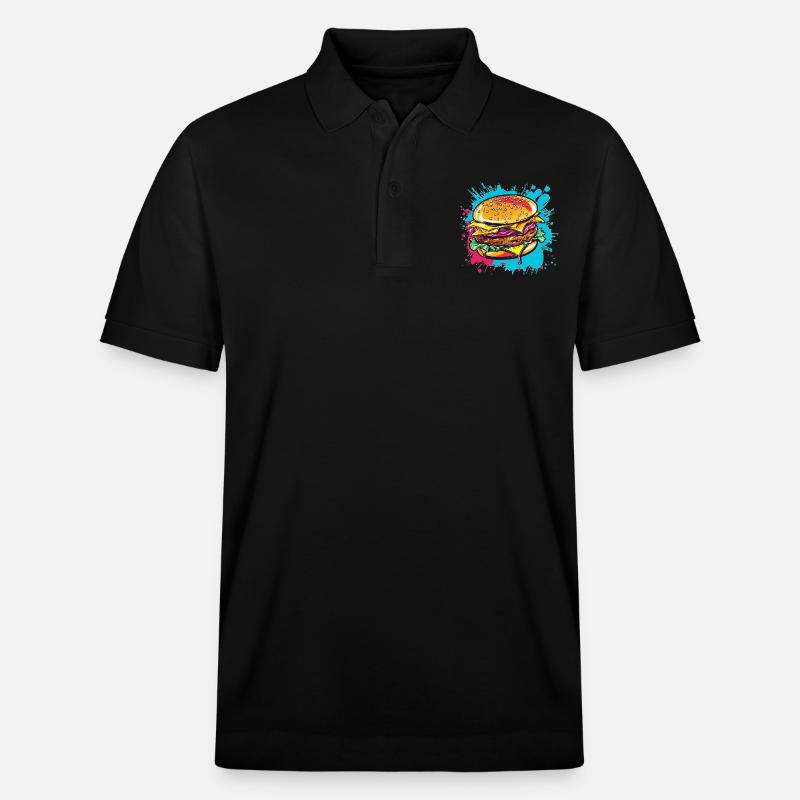 Bunter Cheeseburger Popart - Stanley/Stella Unisex Bio-Poloshirt PREPSTER - Schwarz