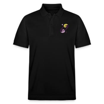Énigme infinie. 13 Violet et pistache - Polo PREPSTER bio Stanley/Stella Unisexe - noir - Devant - Roxy (174cm) & Andy (188cm)