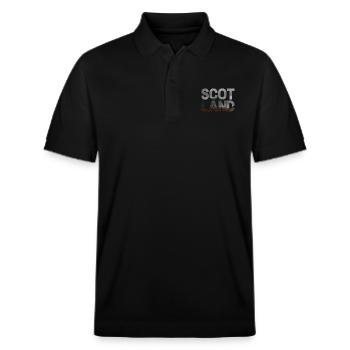 Schottland Tartan Schriftzug Dudelsack Highlands - Stanley/Stella Unisex Bio-Poloshirt PREPSTER - Schwarz - Vorne - Roxy (174cm) & Andy (188cm)