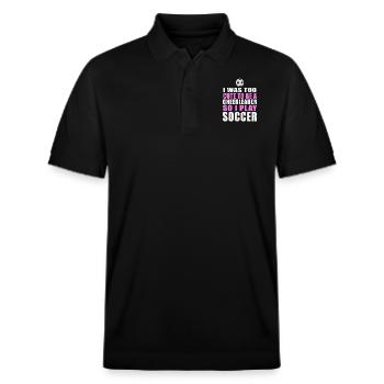 Fußball Maedchen Spruch Sprueche Frauenfußball - Stanley/Stella Unisex Bio-Poloshirt PREPSTER - Schwarz - Vorne - Roxy (174cm) & Andy (188cm)