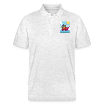 Colorful image of a funny tugboat - Stanley/Stella Unisex Organic Polo Shirt PREPSTER - heather white - Front - Roxy (174cm) & Andy (188cm)