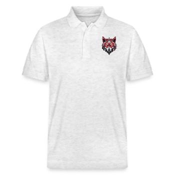 Wolf Tattoo - Stanley/Stella Unisex Organic Polo Shirt PREPSTER - heather white - Front - Roxy (174cm) & Andy (188cm)