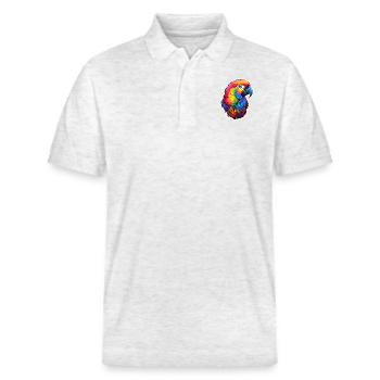 Parrot colorful - Stanley/Stella Unisex Organic Polo Shirt PREPSTER - heather white - Front - Roxy (174cm) & Andy (188cm)